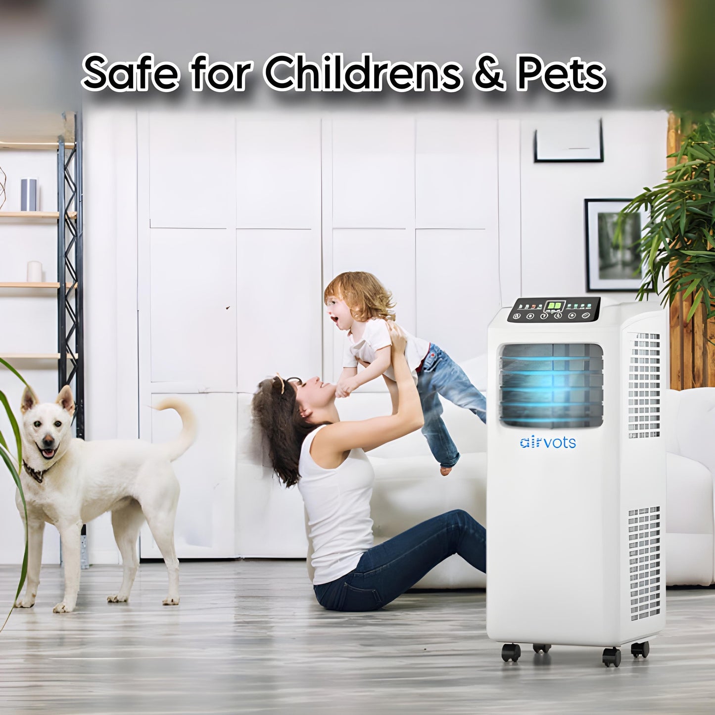 Airvots 9000 BTU Portable Air Conditioner with Built-in Dehumidifier and Remote Control