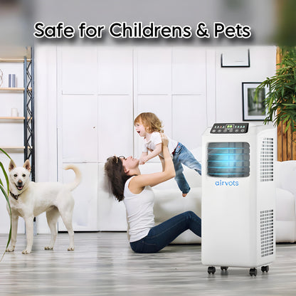 Airvots 9000 BTU Portable Air Conditioner with Built-in Dehumidifier and Remote Control