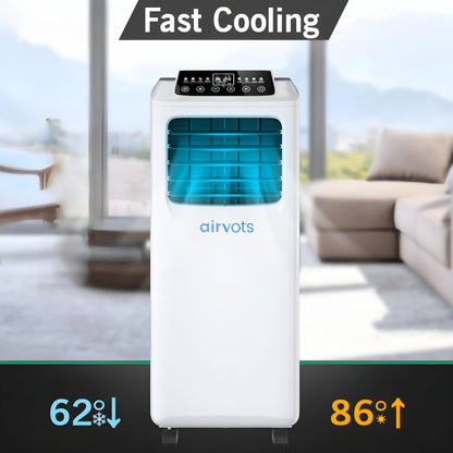 Airvots 9000 BTU Portable Air Conditioner with Built-in Dehumidifier and Remote Control