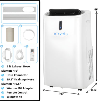 Airvots 14000 BTU(Ashrae) Portable Air Conditioner with APP and WiFi Control