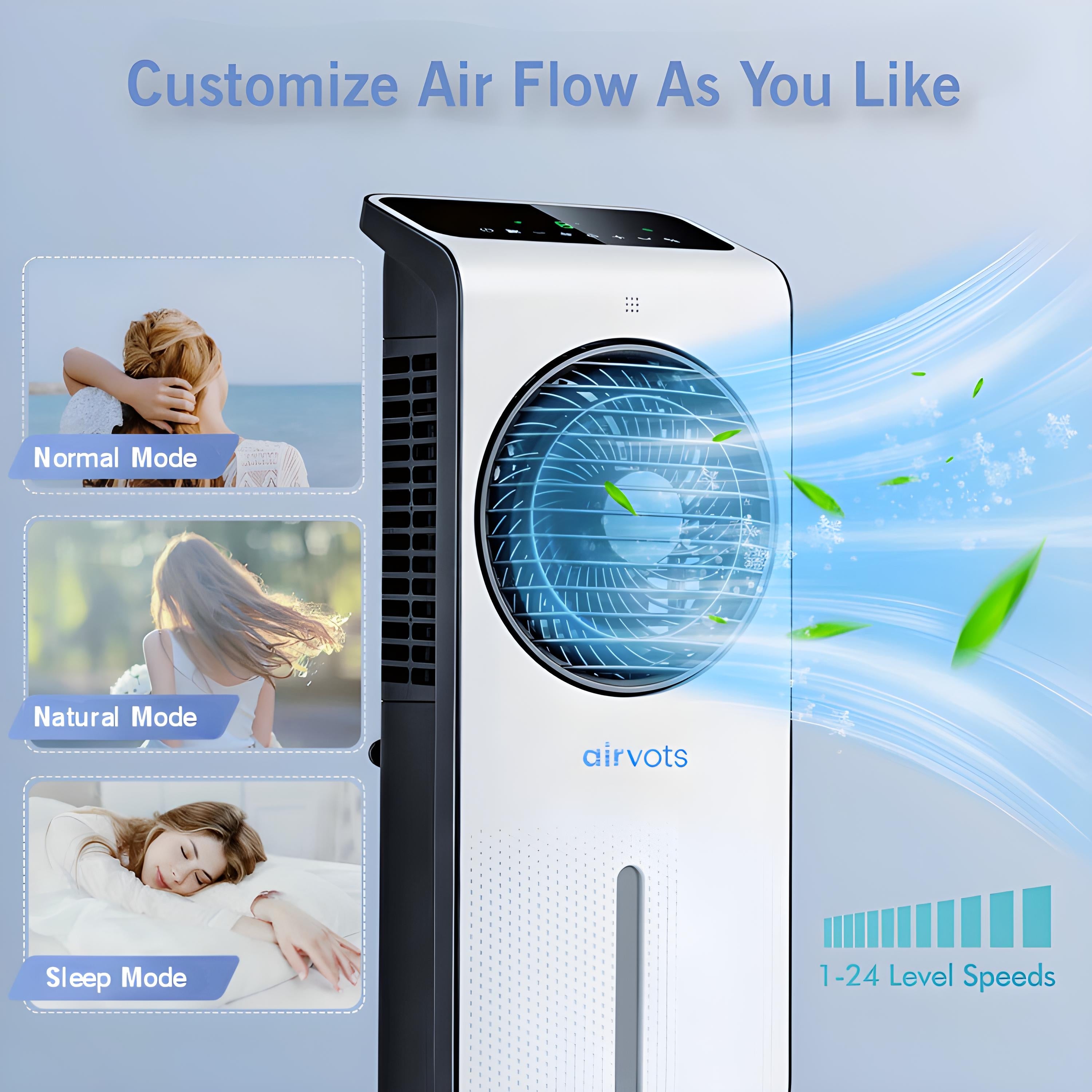 Airvots 3-in-1 Evaporative Air Cooler with 12H Timer Remote